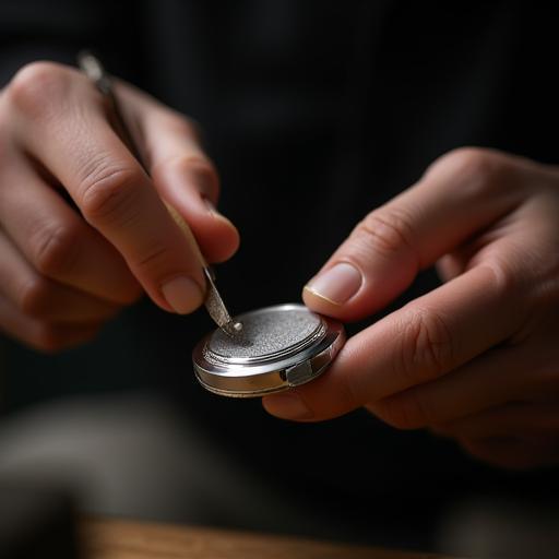 Craftsman hand-polishing watch case